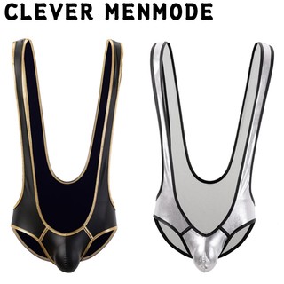 Thời trang nam bodysuit đồ lót giả da sáng bóng v sling căng singlet jockstrap trang phục biểu diễn
