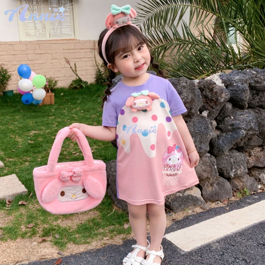 Annie Đầm Búp Bê Hoạt Hình Ba Chiều Chấm Bi Ba Chiều Tươi Tắn Mùa Hè Cho Bé Gái