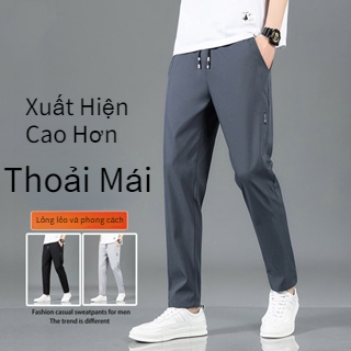 Quần Dài Thể Thao Vải Lụa Lạnh Mỏng Co Giãn Tốt Nhanh Khô Thời Trang Mùa Hè Cho Nam