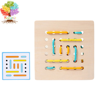 Bộ thẻ gỗ buộc dây giáo dục montessori cho bé