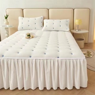 1 vỏ bọc nệm trải giường đơn / queen / king bằng sợi bông dày dặn màu trơn thêu họa tiết th