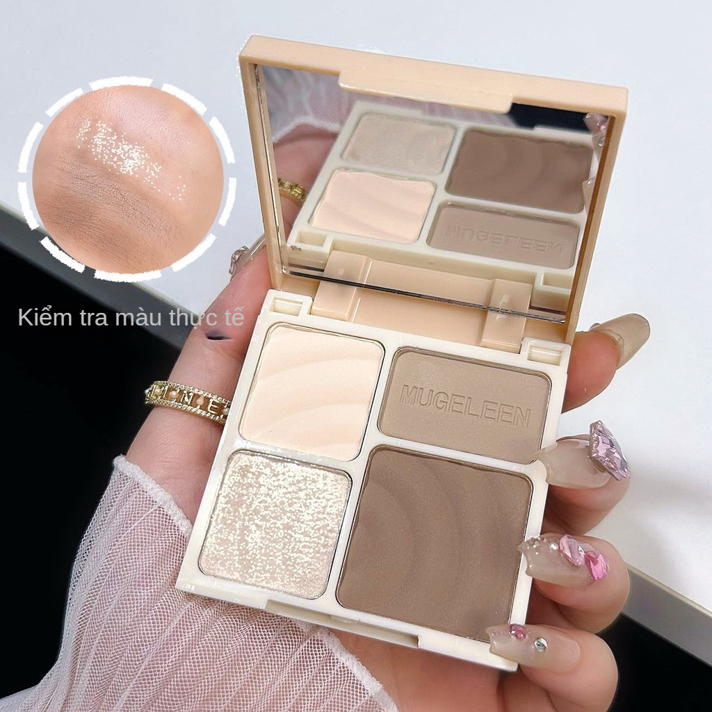 Bảng Phấn Bắt Sáng  MUGE LEEN Tạo Khối 3D 4 Màu Tự Nhiên Có Gương XHTZB050