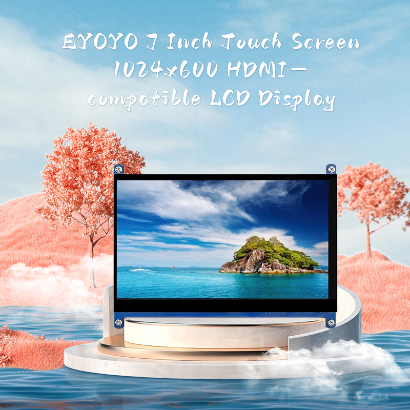 Màn hình cảm ứng EYOYO 7 Inch 1024x600 Màn hình LCD tương thích HDMI Giá đỡ Acrylic tùy chọn cho Ras