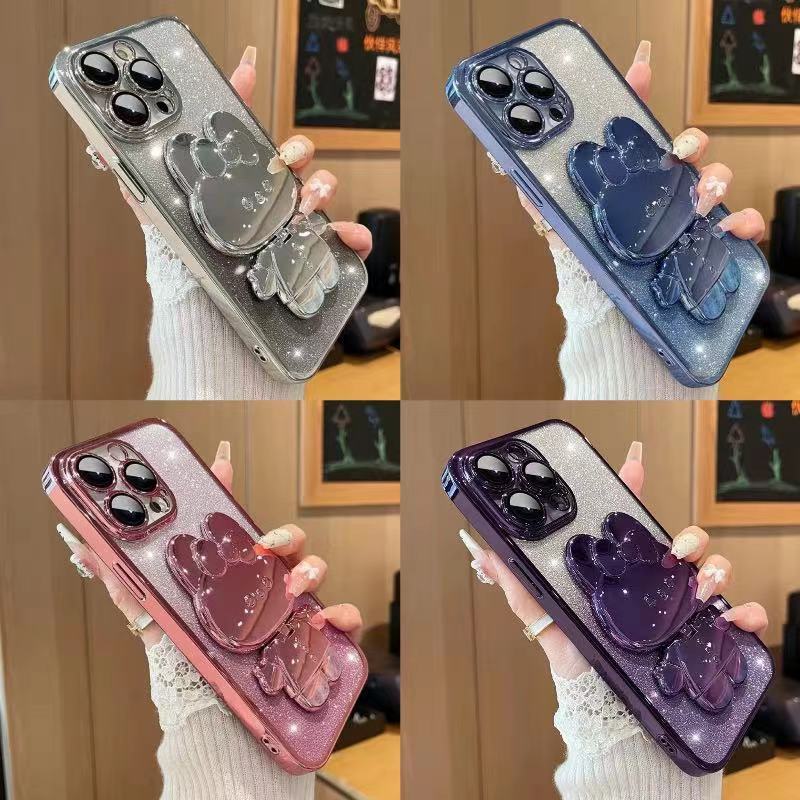 Ốp điện thoại chống rơi giá đỡ gương hình thỏ cho Realme C51 C3 C11 2020 C15 C35 C31 C55 C53