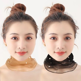Khăn choàng lưới ren lụa co giãn xỏ hạt màu trơn thời trang chống nắng bảo vệ cho nữ diy