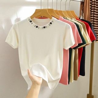 Áo Dệt Kim Ngắn Tay Đính Hạt Xinh Xắn Thời Trang Cho Nữ