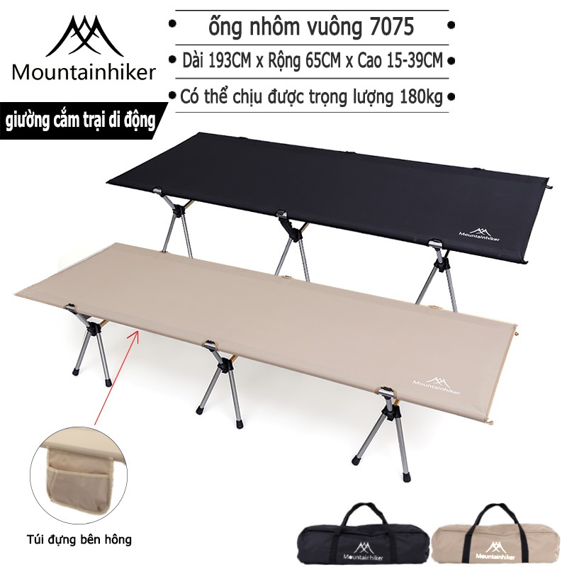 Giường gấp cắm trại hợp kim nhôm mountainhiker,siêu bền gọn nh,Giường Gấp Sử Dụng Ngoài Trời,có túi đựng tiện dụng dã ngoại,du lịch,văn phòng chính hãng