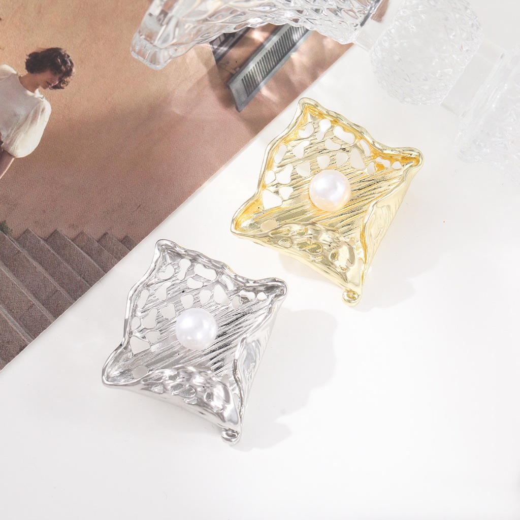 Tinh Tế Lozenge Ngọc Trai Trâm Unisex Cao Cấp Phong Cách Tòa Án Ngọc Trai Trâm Phụ Kiện Phổ Biến