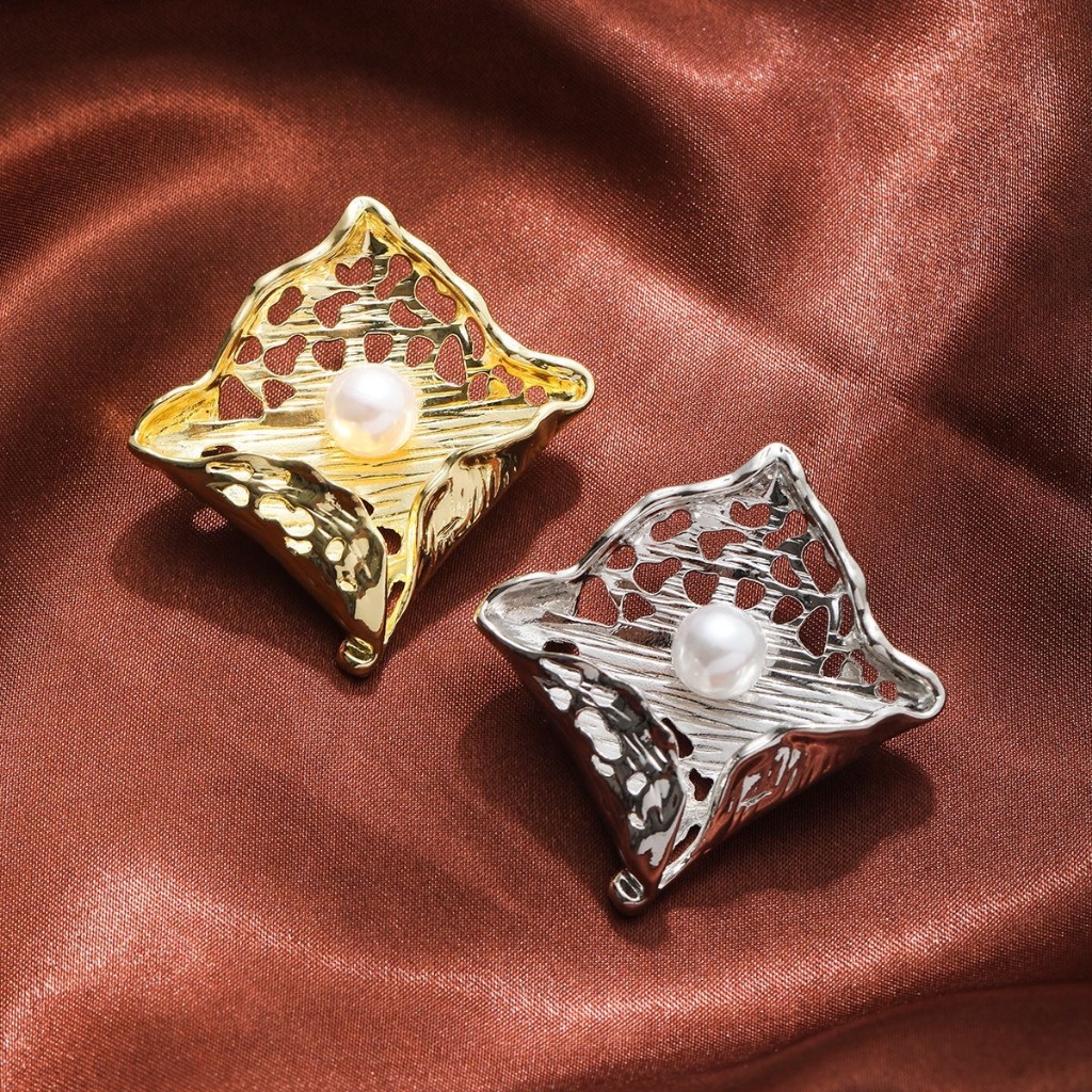 Cao Cấp Lozenge Ngọc Trai Trâm Unisex Cá Tính Phong Cách Tòa Án Ngọc Trai Trâm Phụ Kiện Thời Trang