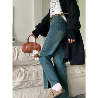 Quần jean nữ lưng cao ống đứng xẻ tà thời trang