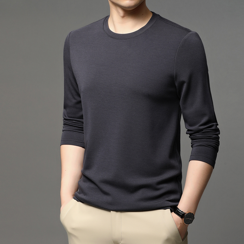 Thời trang nam thường ngày Áo phông dài tay, Áo phông trơn màu thoải mái và thoáng khí, Áo sơ mi nam dài tay