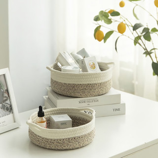 Giỏ Đựng Đồ Dùng / Mỹ Phẩm / Đồ Dùng Để Bàn Hình Tròn Đan Tay / Giỏ Cotton Mềm Mại Tiện Dụng giỏ giỏ nhựa giỏ đựng mỹ phẩm giỏ đựng đồ mĩ phẩm rổ đựng mĩ phẩm đan giỏ đan giỏ đựng