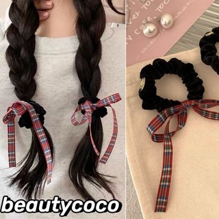 Beautycoco🍊dây buộc tóc thắt nơ ruy băng màu đen thanh lịch cho nữ