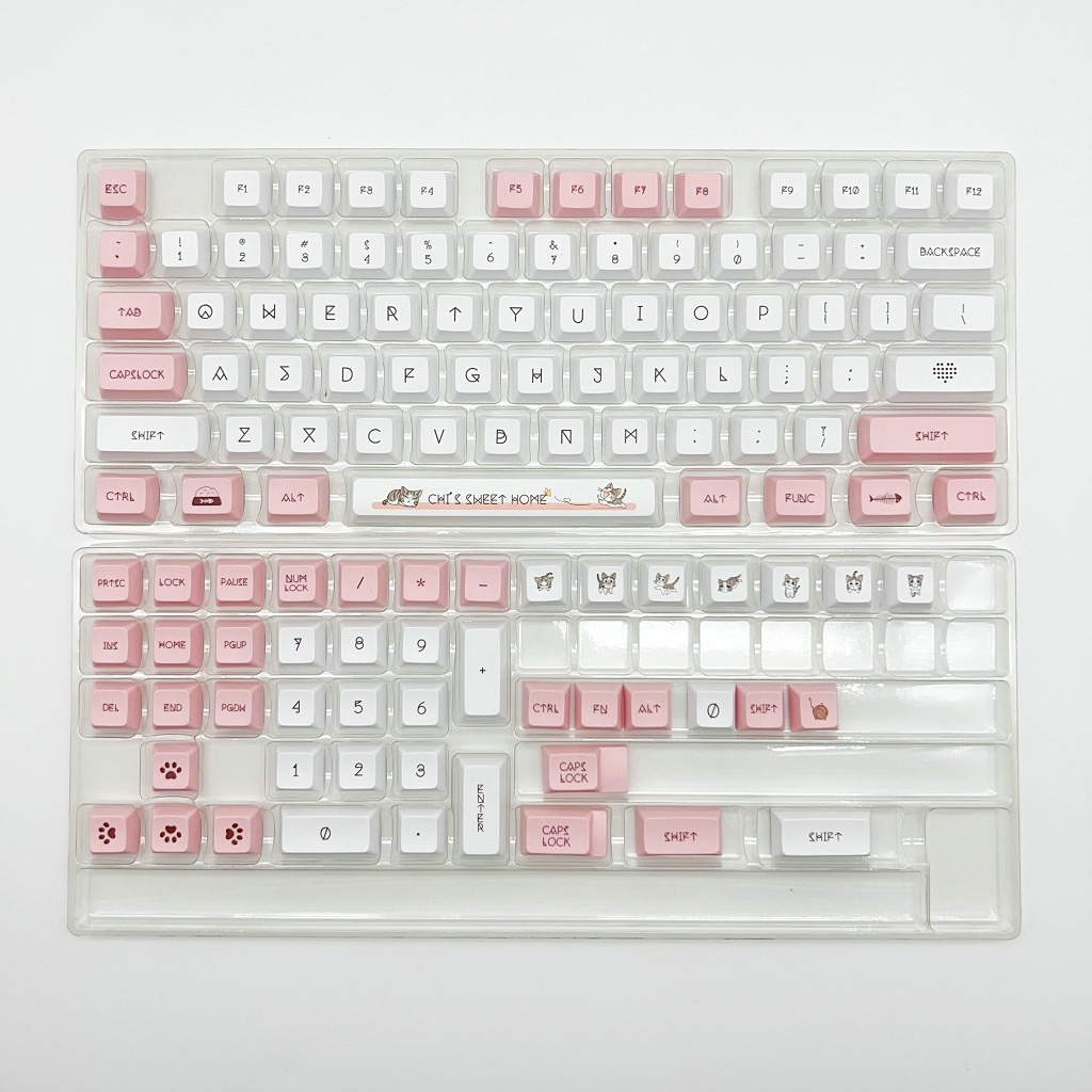 120 Phím Cheese Cat Keycaps Keycaps XDA PBT thăng hoa nhiệt Màu hồng Keycap Phù hợp 61/68/75/84/87/96/98/104/108