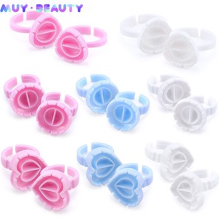 50 / 100 Chiếc Dùng Một Lần Keo Nhẫn Nối Mi Keo Giữ Giá Đỡ Keo Hộp Đựng Vòng Tròn Trái Tim Dụng Cụ Trang Điểm