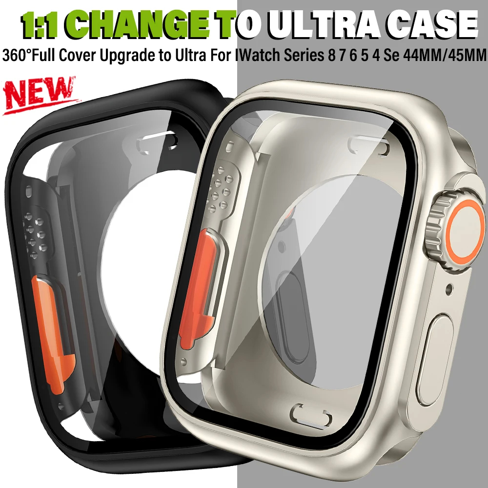 Ốp PC + Kính Cường Lực Siêu Mỏng 49mm Cho Apple watch series 8 7 6 se 45mm 44mm i watch 5 4 44mm