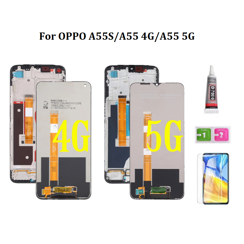 LCD có khung cho OPPO A55 4G A55 5G A55S CPH2325 CPH2309 Màn hình LCD có màn hình cảm ứng