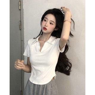 Áo Thun Lửng Dáng Ôm Thiết Kế Trẻ Trung Hợp Thời Trang Cho Bạn Gái 240102
