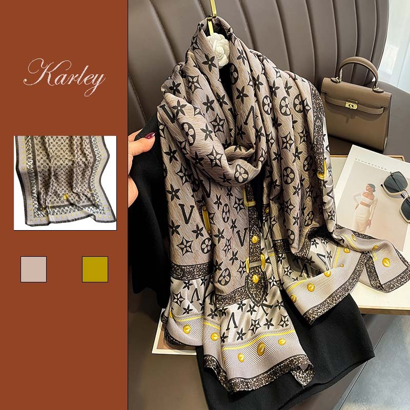 Kaeley Mới Khăn Choàng Lụa In Chữ Phong Cách Châu Âu Cho Nữ