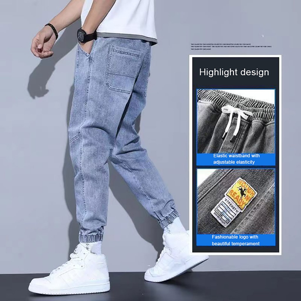 Quần Jean Lót Lông Giữ Ấm Mùa Đông Dáng Rộng Lưng Thun Có Túi Cho Nam Giới