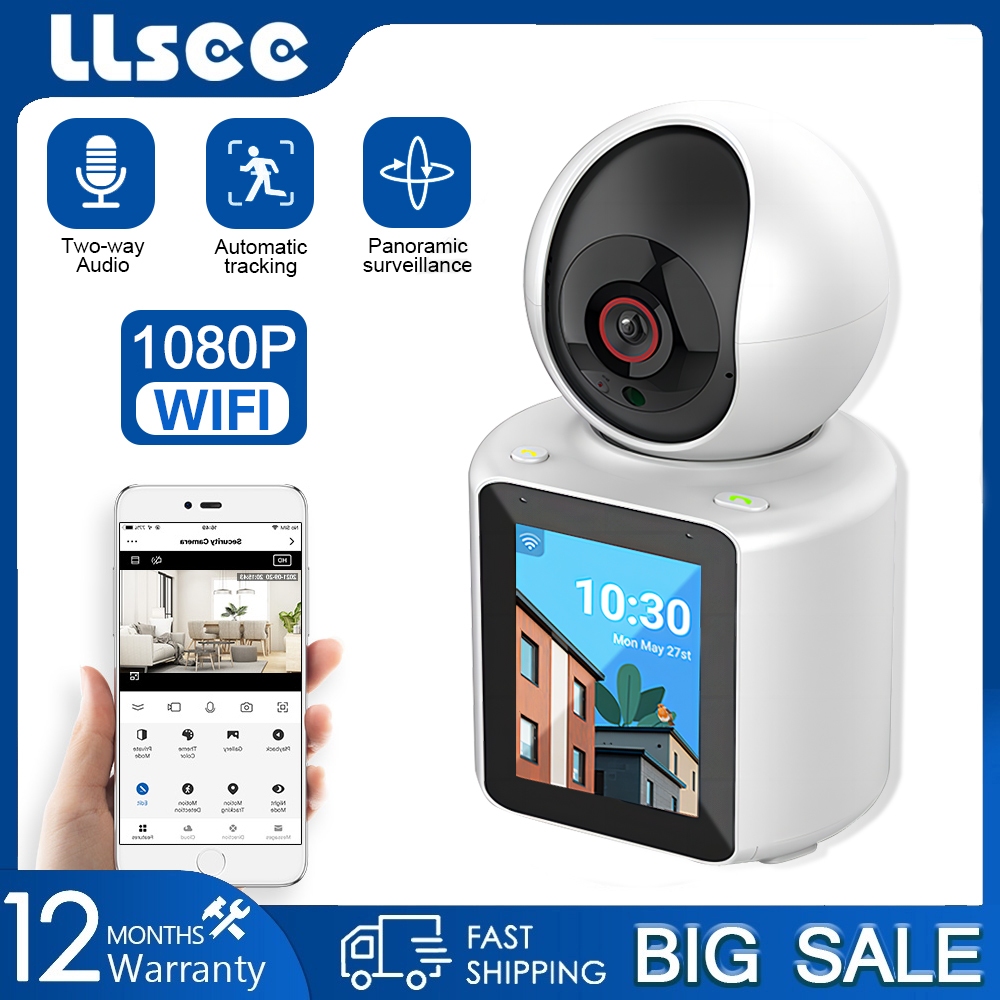 LLSEE - Camera wifi không dây - Camera trong nhà 360 độ - Camera gọi video gia đình 2.0MP - Tầm nhìn ban đêm - Xoay 360 độ - Liên lạc hai chiều