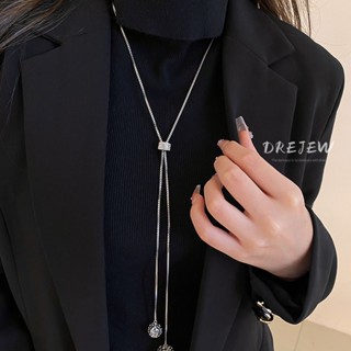 DREJEW Vòng cổ Thép Titan Dáng Dài Đính Kim Cương Không Gây Dị Ứng Cá Tính Cho Nữ