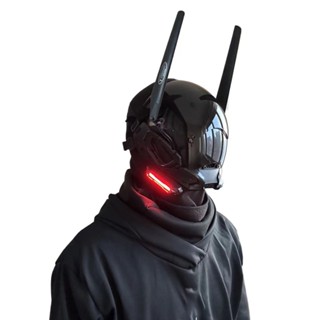 Mặt nạ Cyberpunk Gothic Mặt nạ Cyber cho nam giới Techwear Mask Halloween cosplay phụ kiện trang phục với đèn LED Mặt nạ tương lai