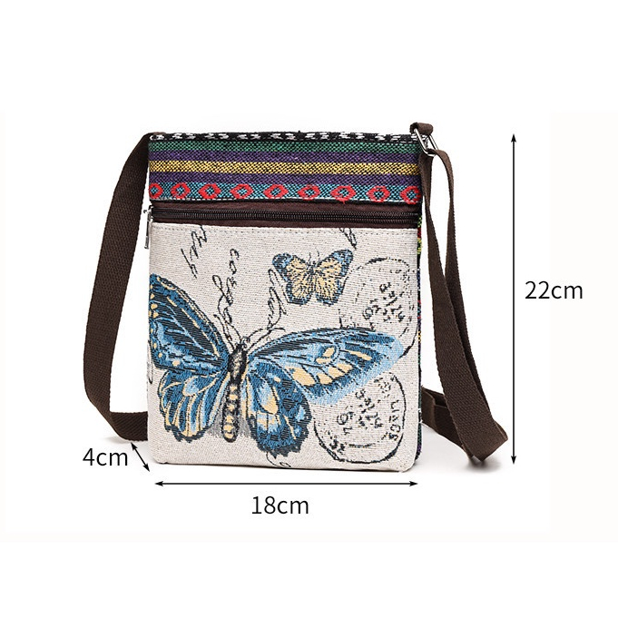 Túi Vải canvas Đeo Chéo Thêu Họa Tiết Phong Cách Trung Hoa Dễ Thương Dành Cho Nữ