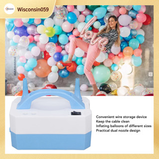 Máy bơm bóng bay điện thổi khí kép cầm tay tiết kiệm thời gian để trang trí bữa tiệc màu xanh 【Wisconsin059 