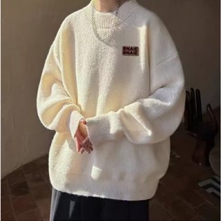 【M-4XL Áo len nam cổ tròn dài tay hạt gạo kiểu dáng sweater cao cấpkiểu dáng áo len lông Hàn Quốc vải len sợi dày dặn cho nam và nữ