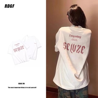 RDGF Áo Thun Cotton Cổ Tròn Dáng Rộng Thời Trang Hàn Quốc Cho Nữ 240104