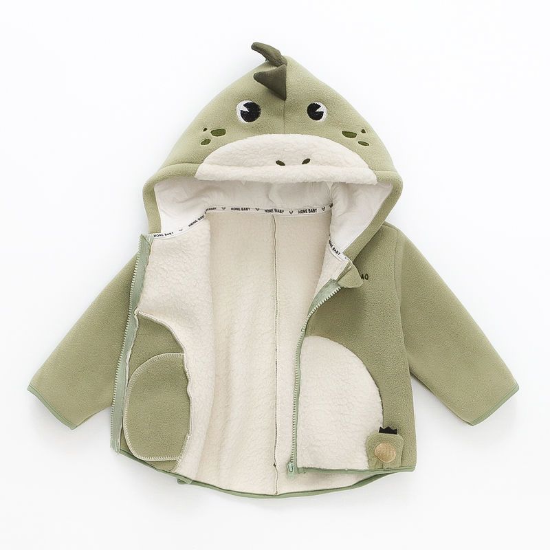 Luckycandy Áo Khoác Nhung Có Mũ Trùm Dày Dặn Thời Trang Mùa Đông Dành Cho Bé Gái