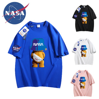Áo thun cotton logo NASA tay ngắn phong cách retro cho nam