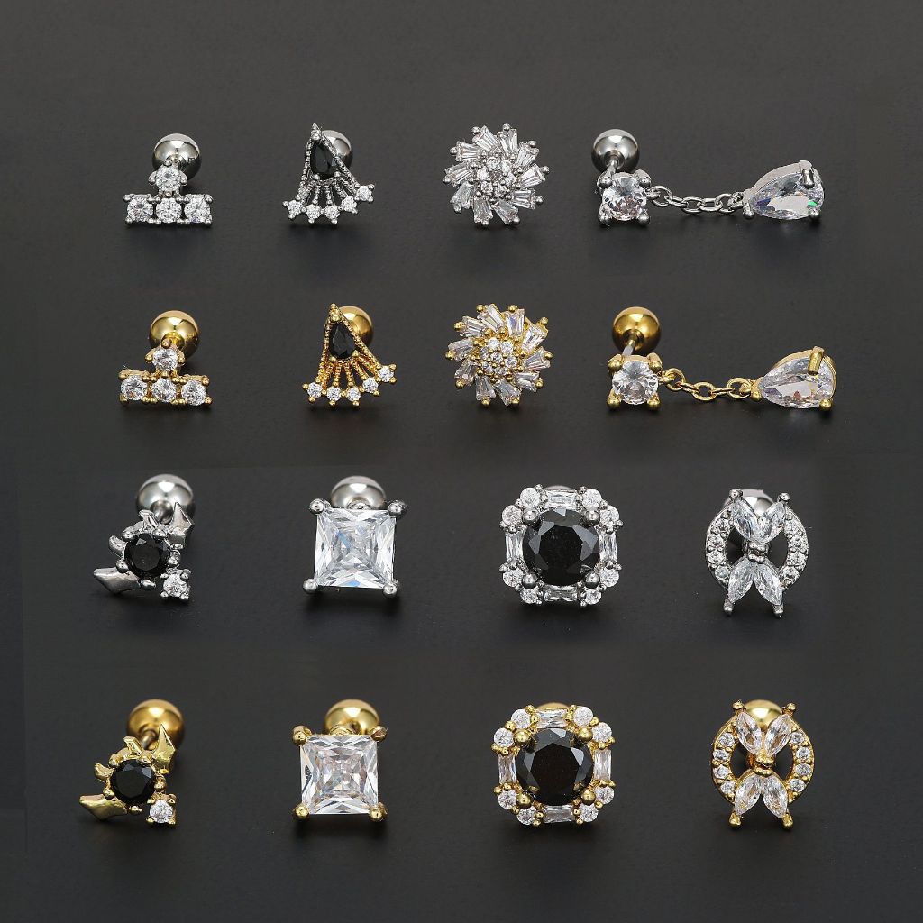 1 Chiếc G23 Bông Tai Thép Titan Obsidian Bông Tai Phong Cách Thoáng Mát Bông Tai Trang Sức