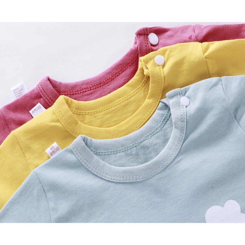 Bộ Áo Liền Quần Vải Cotton Mỏng Tay Ngắn Màu Kẹo Dễ Thương Cho Bé
