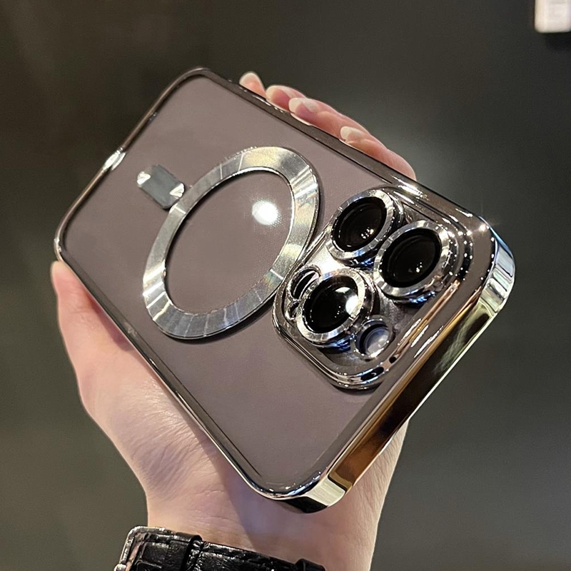 Ốp Điện Thoại Silicon Nam Châm Mạ Viền Thời Trang Dành Cho iPhone 11 12 13 14 15 Pro Max Plus