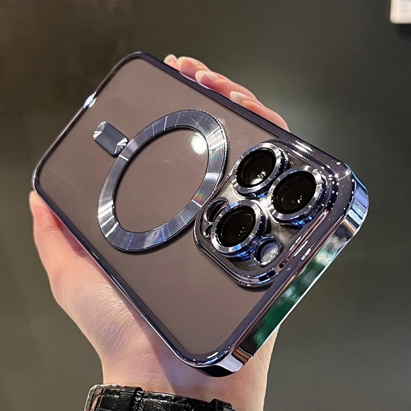 Ốp Điện Thoại Silicon Nam Châm Mạ Viền Thời Trang Dành Cho iPhone 11 12 13 14 15 Pro Max Plus