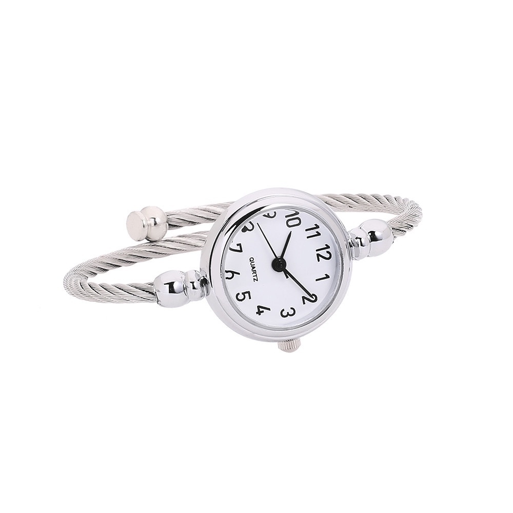 Đồng Hồ Analog Máy Quartz Mặt Kính Tròn Nhỏ Xinh