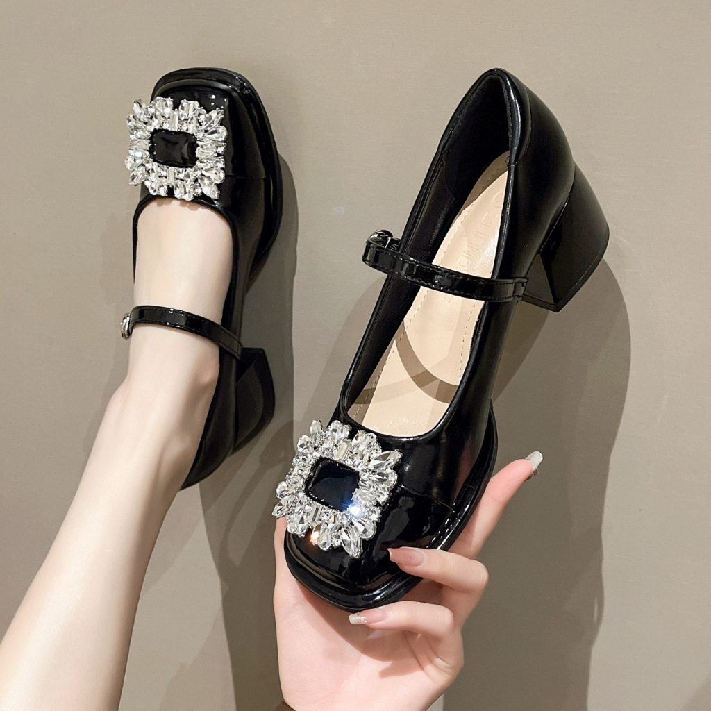 Hong Kong Premium shoes❥Giày Cao Gót Đế Dày Đính Đá Thời Trang Pháp Cho Nữ