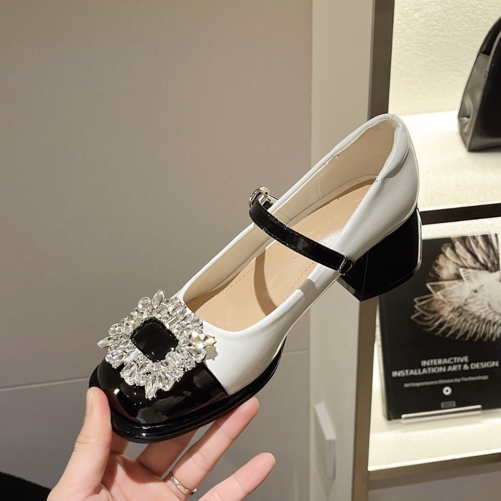 Hong Kong Premium shoes❥Giày Cao Gót Đế Dày Đính Đá Thời Trang Pháp Cho Nữ