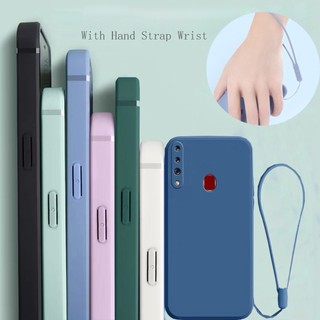 Ốp Điện Thoại TPU Silicon Mềm Mỏng Khung Vuông Có Dây Đeo Cổ Tay Cho Samsung Galaxy A20S A10S A30 A20 A10 A50 A50S A70