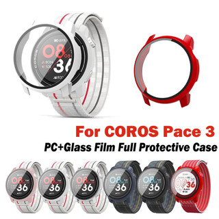 Ốp điện thoại nhựa pc cứng + kính cường lực 2 trong 1 bảo vệ màn hình cho coros pace3 coros pace3