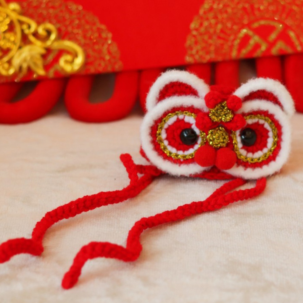 Mũ len sư tử đón tết cho chó mèo - Mũ tết cho thú cưng - Khăn tết cho chó mèo Dễ Thương