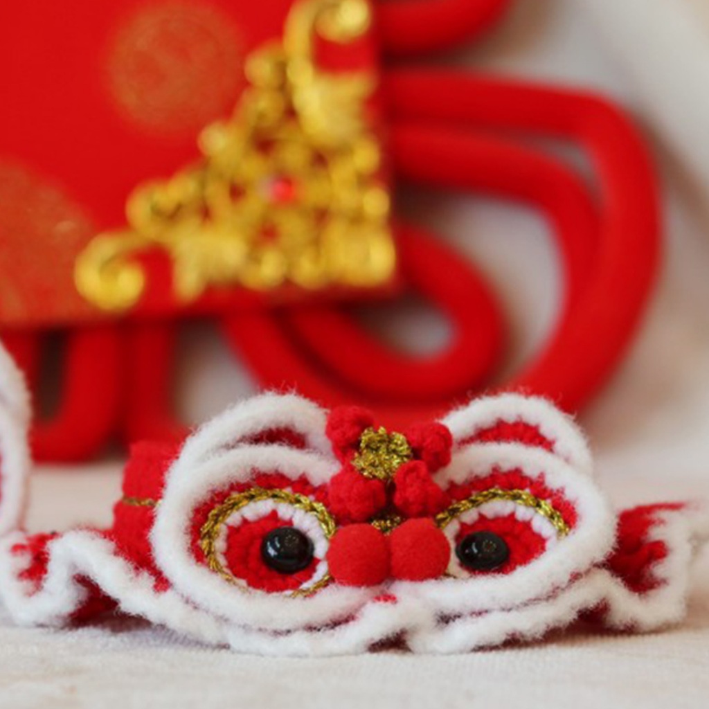 Mũ len sư tử đón tết cho chó mèo - Mũ tết cho thú cưng - Khăn tết cho chó mèo Dễ Thương