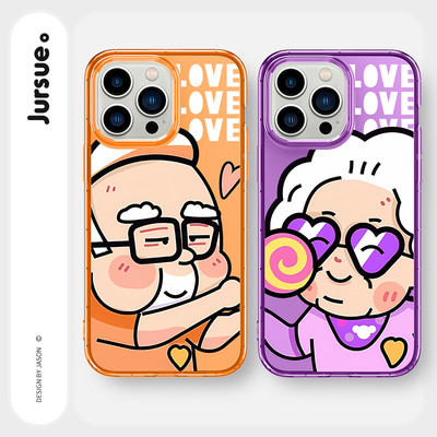 Ốp lưng JURSUE mềm cặp đôi độc lạ dễ thương đẹp hoạt hình Cho iPhone 16 15 14 13 12 11 Pro Max SE 2020 X XR XS ip 8 7 Plus Y4511