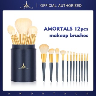 Set 12 cọ trang điểm AMORTALS đánh phấn phủ chân mày kèm lông siêu mềm kèm