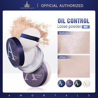 Phấn phủ AMORTALS 8.5g chống thấm nước Kiểm soát dầu, làm mờ lỗ chân lông, điều chỉnh tông màu da kiềm dầu 4 màu tùy chọn cho làn da không tì vết Loose Powder