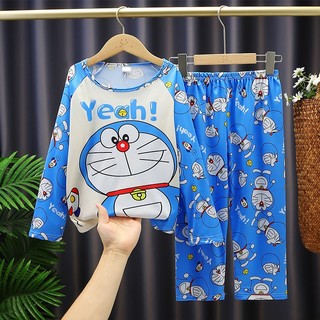Baju Bé Trai Bé Trai Bộ Quần Áo Bé Gái Bé Trai Quần Áo Kid Bộ Đồ Ngủ Hoạt Hình Doremon In Đồ Ngủ baju tidur