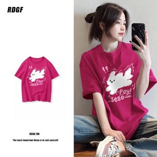  RDGF Áo Thun Cotton Tay Ngắn Dáng Rộng Thời Trang Hàn Quốc Dành Cho Nữ 240105 