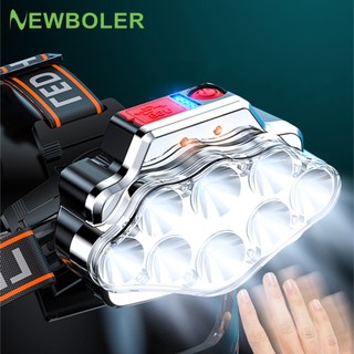 Đèn pha Newboler 2400mAh Đèn pha siêu sáng 8 đèn LED Đèn pin xe đạp Đèn pha xe đạp chống nước